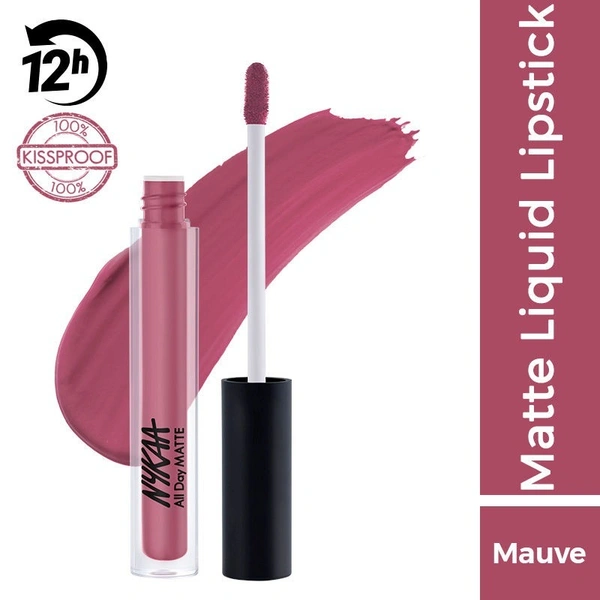 NYKAA Nykaa All Day Matte Waterproof, Transfer Proof, 12H Liquid Lipstick - Gran Fan