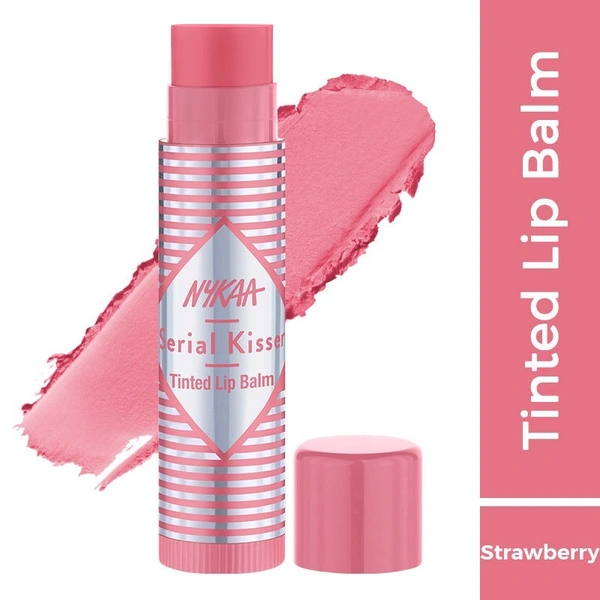 NYKAA Nykaa Serial Kisser Moisturising Tinted Lip Balm With Shea Butter & Vitamin E - Strawberry