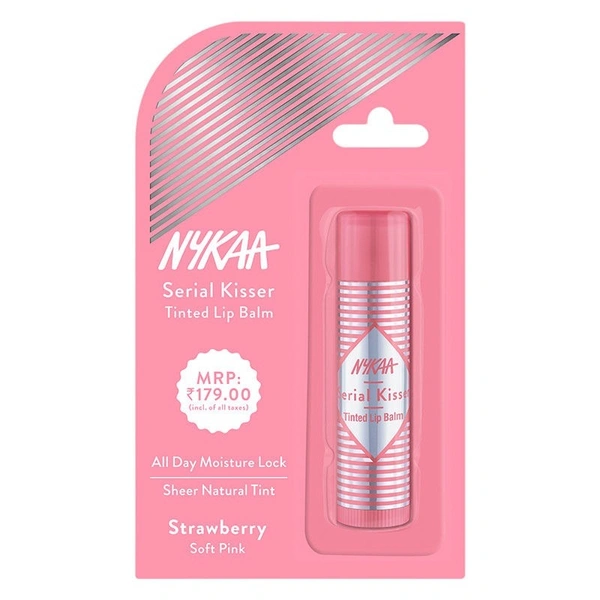 NYKAA Nykaa Serial Kisser Moisturising Tinted Lip Balm With Shea Butter & Vitamin E - Strawberry