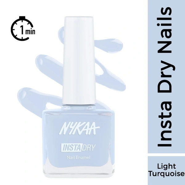 NYKAA Nykaa Insta Dry Fast Drying Nail Enamel Polish Boho Blue 355 - Light Turquoise