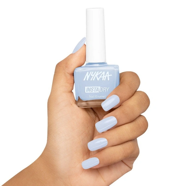 NYKAA Nykaa Insta Dry Fast Drying Nail Enamel Polish Boho Blue 355 - Light Turquoise