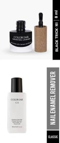 COLORBAR VEGAN NAIL LACQUER (Black Trick -161)+ remover (2 Items in the set)