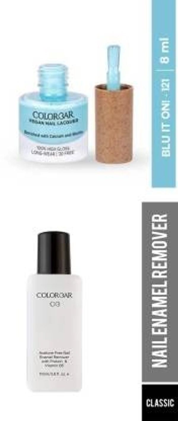 COLORBAR VEGAN NAIL LACQUER (Blu it On 121)+ remover (2 Items in the set)
