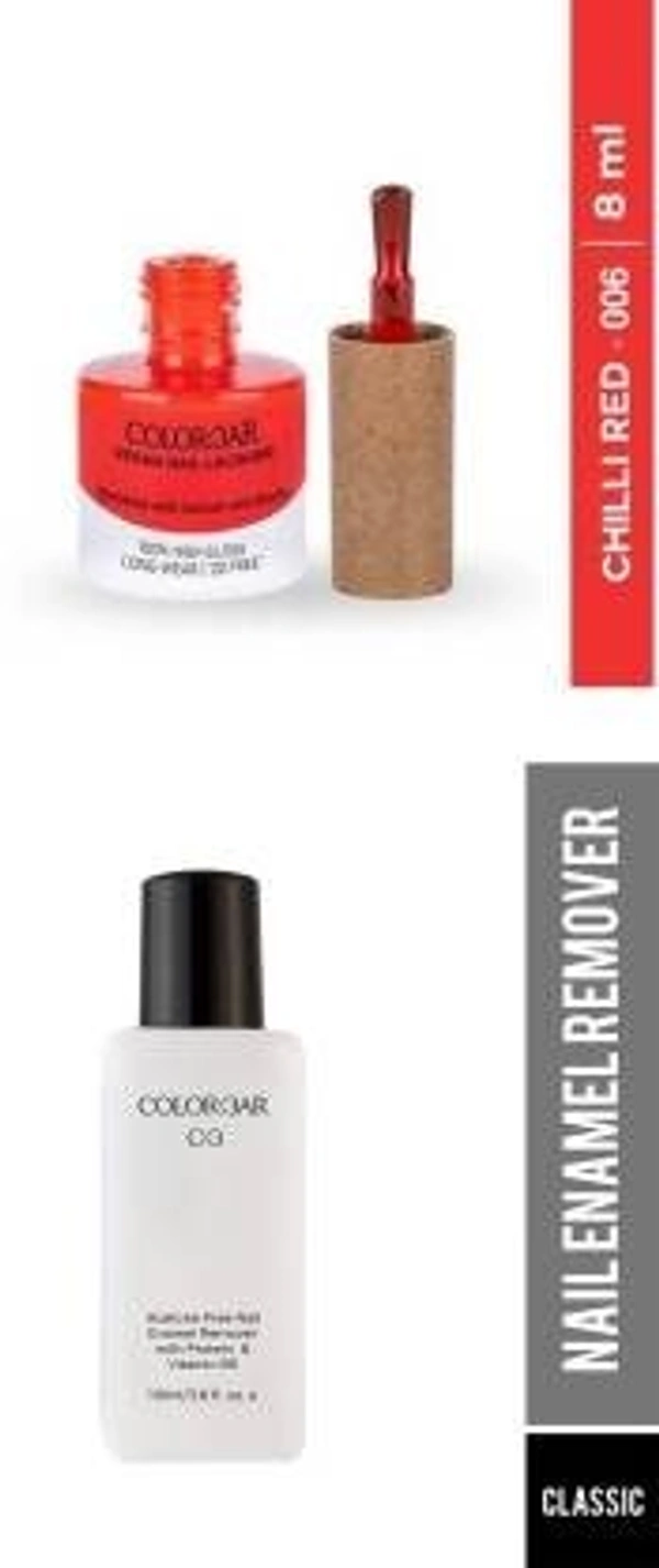 COLORBAR VEGAN NAIL LACQUER (Chilli Red-006)+ remover (2 Items in the set)