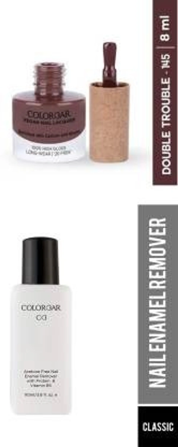 COLORBAR VEGAN NAIL LACQUER (Double Trouble 145)+ remover (2 Items in the set)