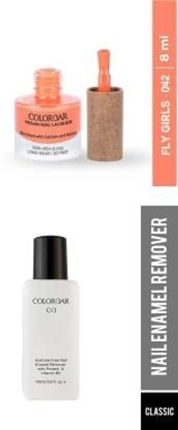 Colorbar COLORBAR VEGAN NAIL LACQUER (Fly Girls-042)+ remover (2 Items in the set) - 1