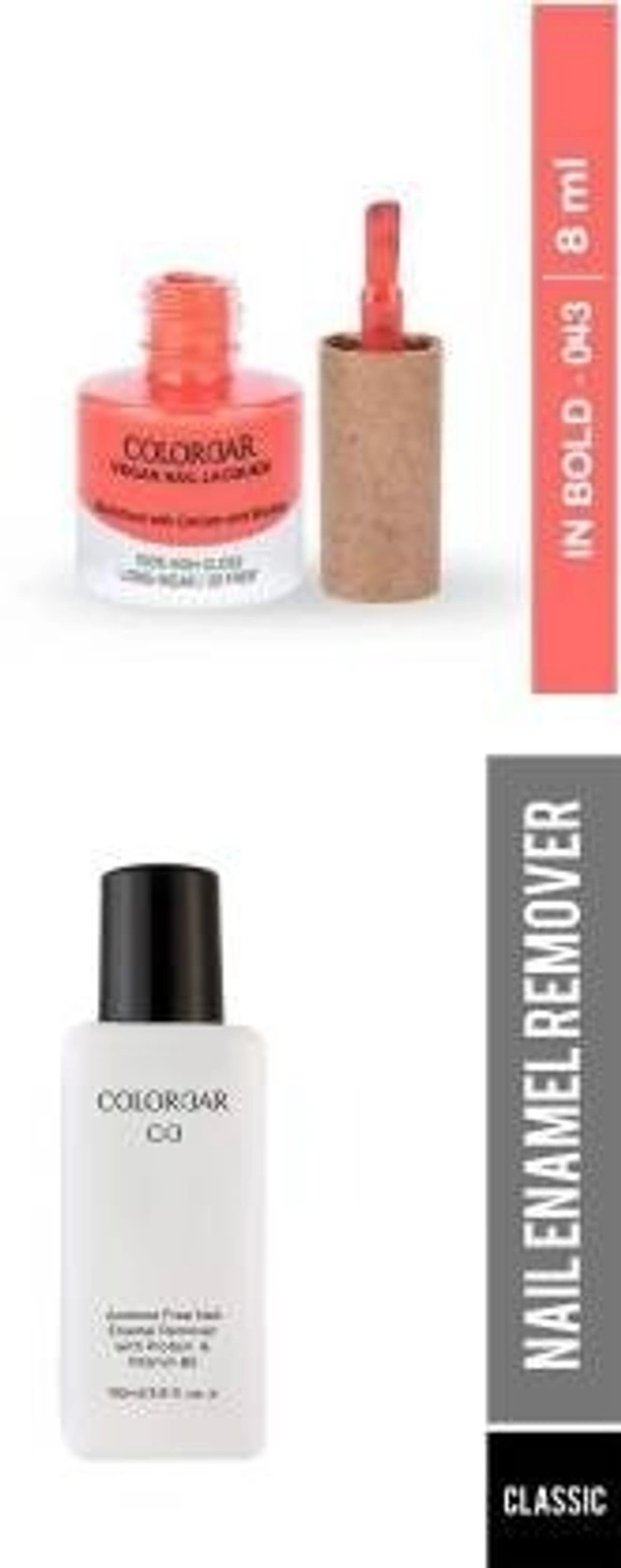 COLORBAR VEGAN NAIL LACQUER (In Bold-043)+ remover (2 Items in the set)