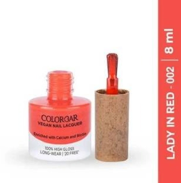 COLORBAR VEGAN NAIL LACQUER (Lady in Red -002)+ remover (2 Items in the set)