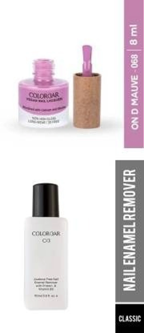  COLABRAR  COLORBAR VEGAN NAIL LACQUER (On D Mauve - 068)+ remover (2 Items in the set)