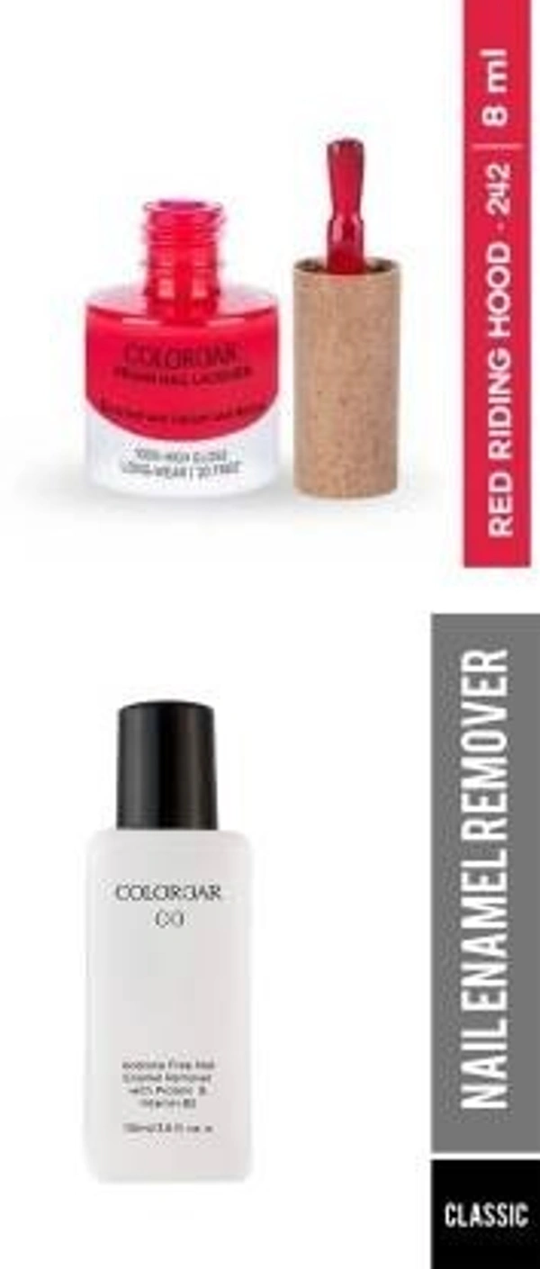 COLORBAR VEGAN NAIL LACQUER (Red Riding Hood-242)+ remover (2 Items in the set)
