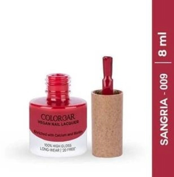 Colorbar COLORBAR VEGAN NAIL LACQUER (Sangria-009) 8ML maroon () - 1