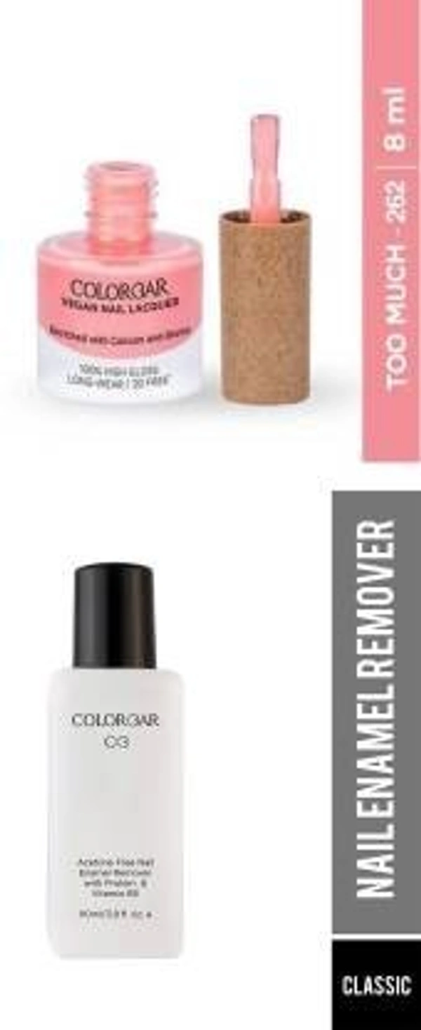 Colorbar COLORBAR VEGAN NAIL LACQUER (Too Much-262)+ remover (2 Items in the set) - 1