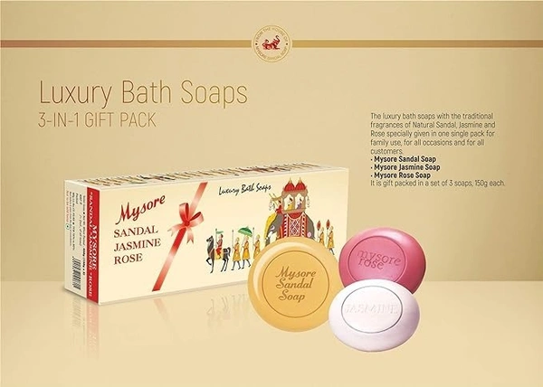 MYSORE SANDAL Sandal Jasmine & Rose Soap  (3 x 150 g)
