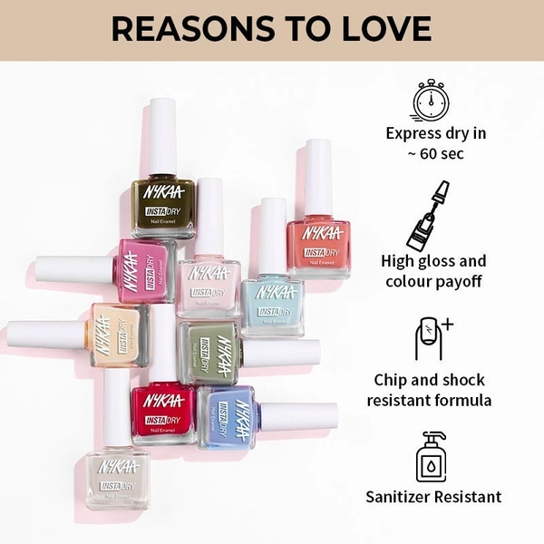 NYKAA Nykaa Insta Dry Fast Drying Nail Enamel Polish Almond Archive 348 - Beige
