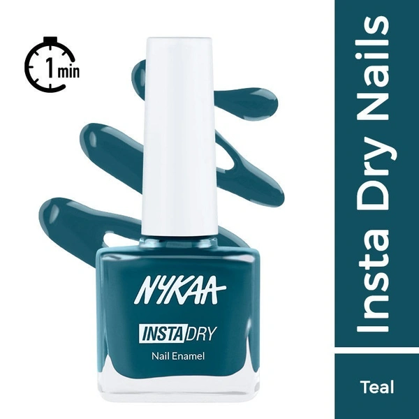 Nykaa Insta Dry Fast Drying Nail Enamel Polish Teal Tag 331 - Teal