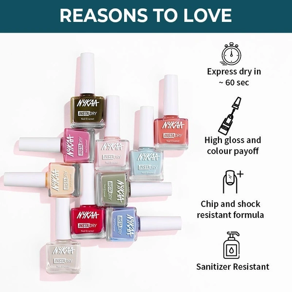 Nykaa Insta Dry Fast Drying Nail Enamel Polish Teal Tag 331 - Teal