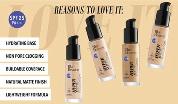 BLUE HEAVEN Hyper Matte - 101 Vanilla Foundation (With Blonder, 30 ml)