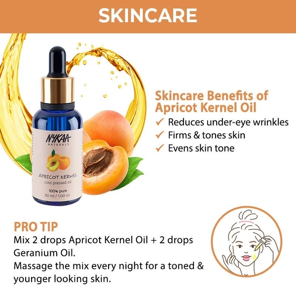 Nykaa Naturals 100% Pure Cold Pressed Apricot Kernel Carrier Oil for Even Skin Tone & Strong Hair