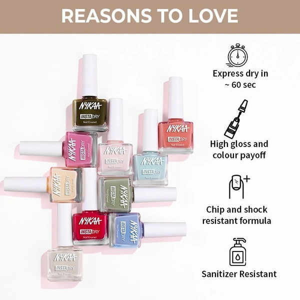 NYKAA Nykaa Insta Dry Fast Drying Nail Enamel Polish Sandy Swipe 335 - Nude