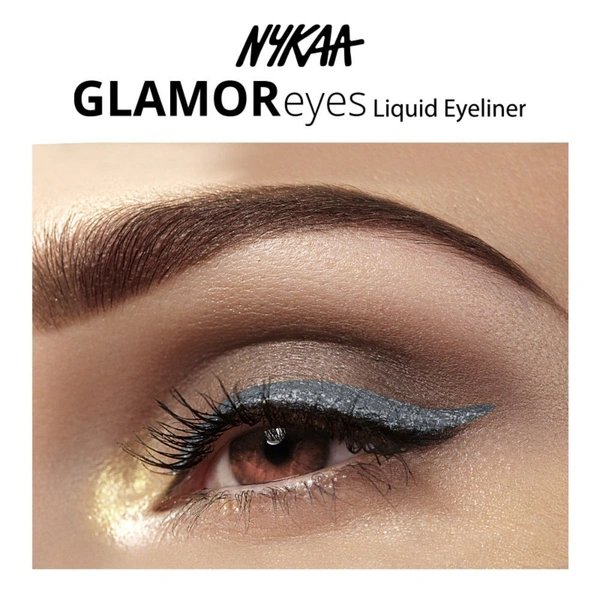 Nykaa GLAMOReyes Waterproof & Smudgeproof Coloured Liquid Eyeliner - Stormy Sky