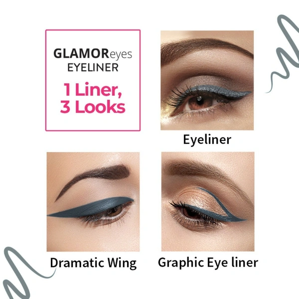 Nykaa GLAMOReyes Waterproof & Smudgeproof Coloured Liquid Eyeliner - Stormy Sky