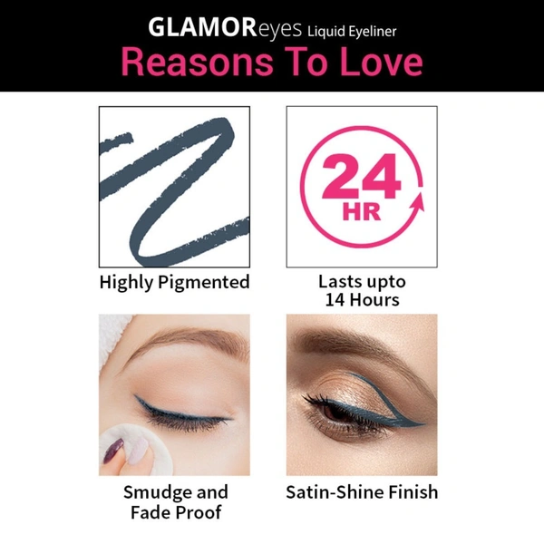 Nykaa GLAMOReyes Waterproof & Smudgeproof Coloured Liquid Eyeliner - Stormy Sky
