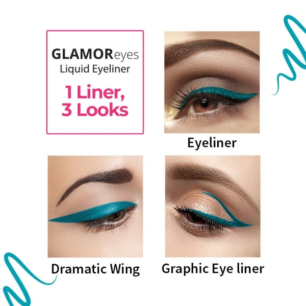 NYKAA Nykaa GLAMOReyes Waterproof & Smudgeproof Coloured Liquid Eyeliner - Aqua - Whimsical Potion