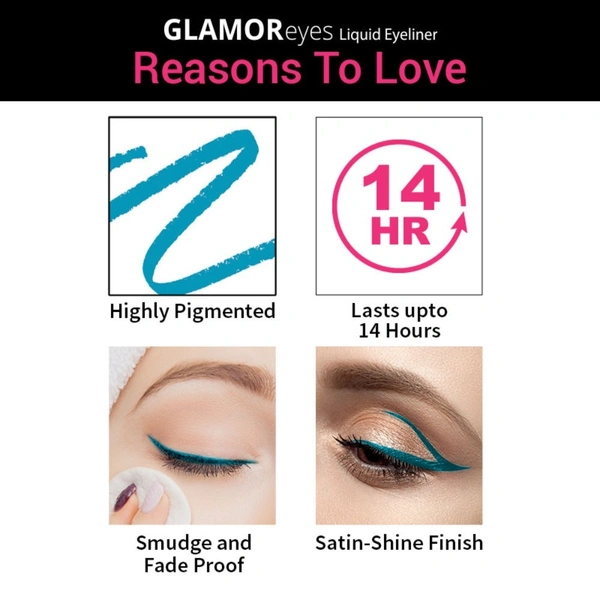 NYKAA Nykaa GLAMOReyes Waterproof & Smudgeproof Coloured Liquid Eyeliner - Aqua - Whimsical Potion