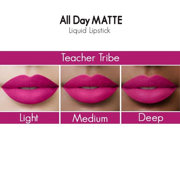 NYKAA Nykaa All Day Matte Waterproof, Transfer Proof, 12H Liquid Lipstick - Teacher Tribe