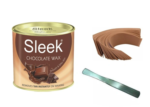 Sleek Chocolate Wax 600 gm, Waxing Strips (70 Pieces,110 GSM) and 1 Waxing Knife Wax (600 g)