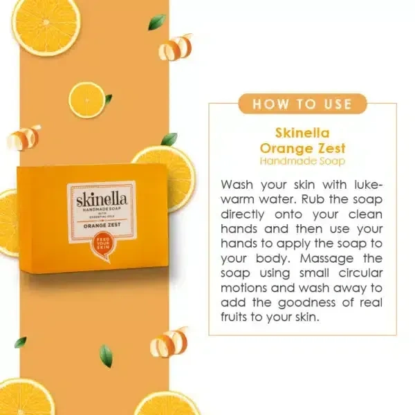 SKINELLA Natural Handmade Soap with Essential Oils (Orange Zest) (3 x 33.33 g)