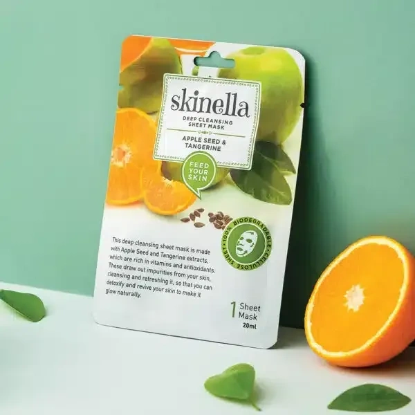 SKINELLA Apple Seed & Tangerine Sheet Mask (2 PC) (40 ml)