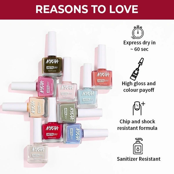 NYKAA Nykaa Insta Dry Fast Drying Nail Enamel Polish Reeling Red 337 - Bright Red