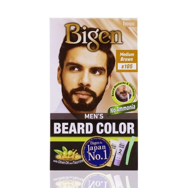 BIGEN Bigen Mens Beard Colour - Medium Brown B105, 1
