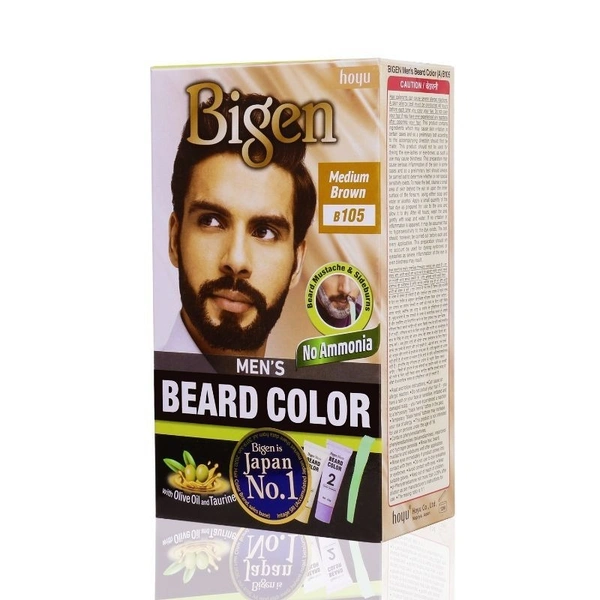 BIGEN Bigen Mens Beard Colour - Medium Brown B105, 1