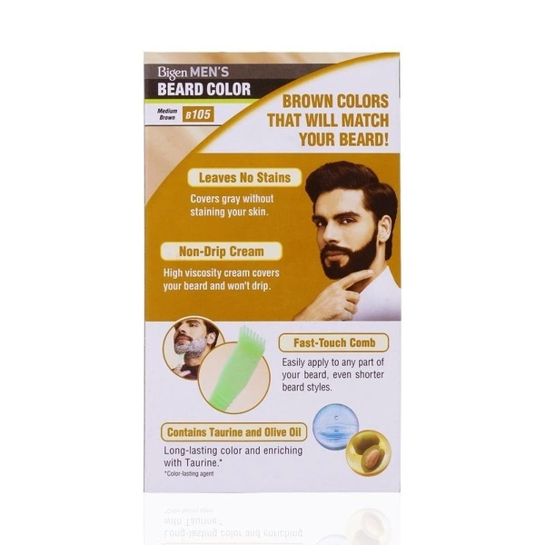 BIGEN Bigen Mens Beard Colour - Medium Brown B105, 1