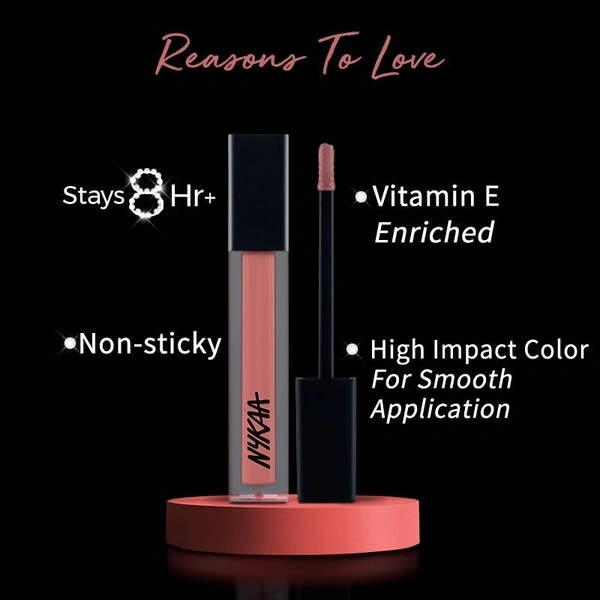 NYKAA Nykaa 8 Hour Lasting Full Cover Matte Gloss - Fun Lover