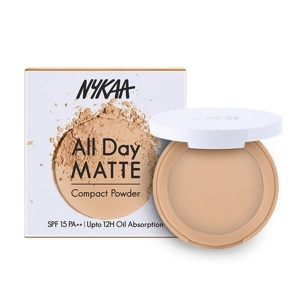 Nykaa All Day Matte 12Hr Oil Control Face Compact Powder With SPF 15 PA ++ - Sand 04