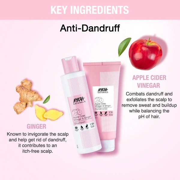 NYKAA Nykaa Naturals Apple Cider Vinegar & Ginger Shampoo & Conditioner- Anti-Dandruff Combo