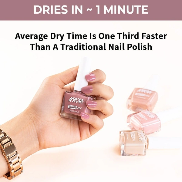 NYKAA Nykaa Insta Dry Fast Drying Nail Enamel Polish Rose Room 345 - Dusty Pink