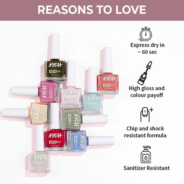 NYKAA Nykaa Insta Dry Fast Drying Nail Enamel Polish Rose Room 345 - Dusty Pink