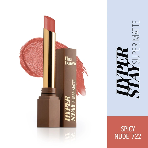 BLUE HEAVEN Hyper stay Super Matte Lipstick Spicy NudeRose (722) (Brown, 2.2 g) - 2.2gm