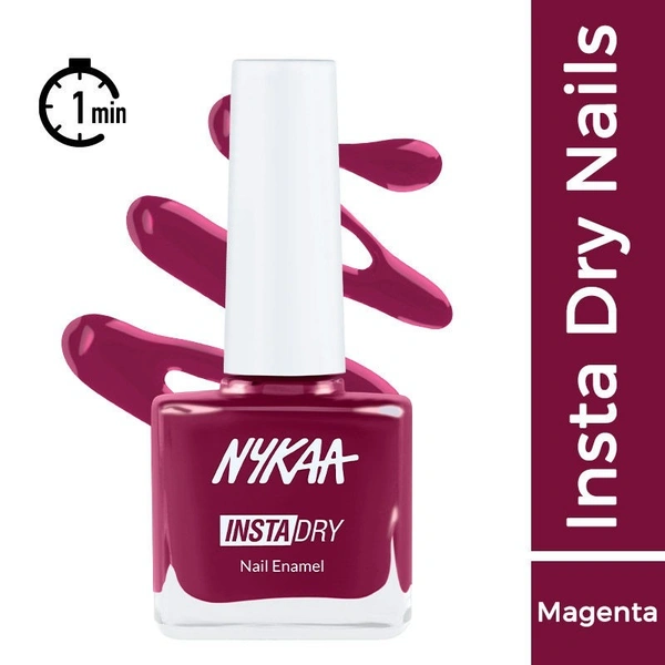 Nykaa Insta Dry Fast Drying Nail Enamel Polish Magenta Mention 338 - Magenta