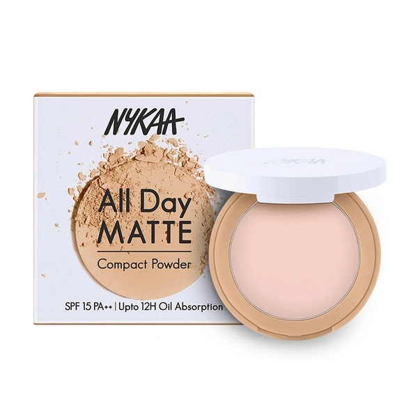 NYKAA Nykaa All Day Matte 12Hr Oil Control Face Compact Powder With SPF 15 PA ++ - Vanilla 02