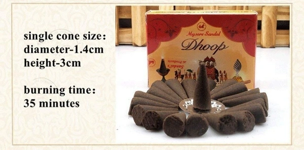 MYSORE SANDAL Dhoop cone (20 P x 4) Sandal Dhoop (Pack of 4)