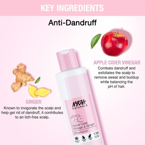 NYKAA Naturals Apple Cider Vinegar & Ginger AntiDandruff Shampoo (200 ml)