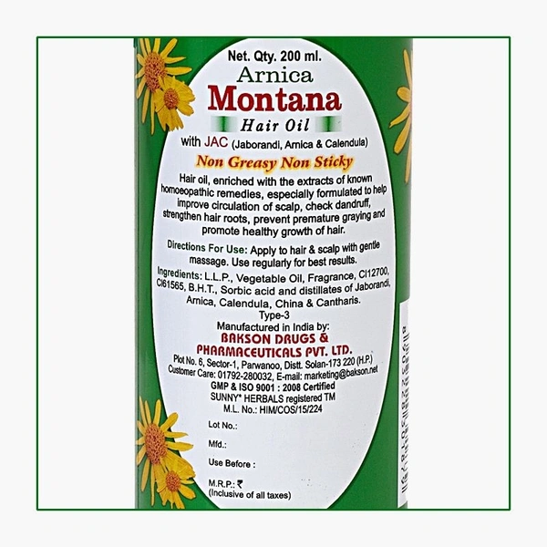 SUNNY Arnica Montana Hair Oil (With Jaborandi) Hair Oil (200 ml)