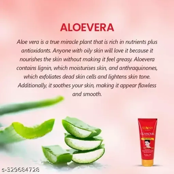 sunny Glamour Cream Enriched With Aloe Vera, Chamomilla, Vitamin B3 & E To Moisturize & Lighten Skin Tone |Restores Damaged Skin Cells For Women 100 gm (Pack of 2)