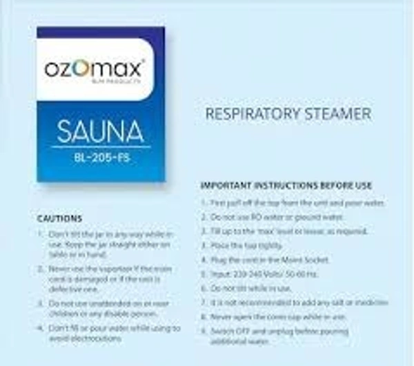 OZOMAX SAUNA RESPIRATORY STEAMER