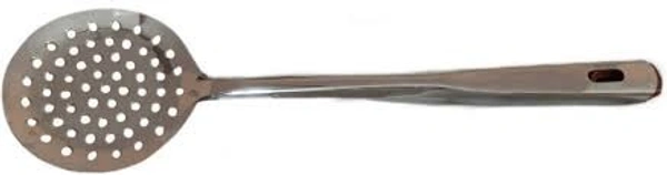 STNEMRAG 100% Stainless Steel Heavy Gauge Laddle, Skimmer, Tabita/Chamcha/Poniya/Palta With Plastic handle Set of 3 pis Steel Kitchen Tool Set (Steel) Kitchen Tool Set (Skimmer, Ladle, Spatula)